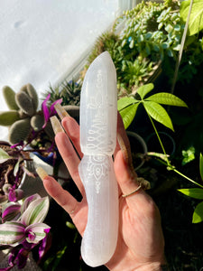selenite lotus carved dagger