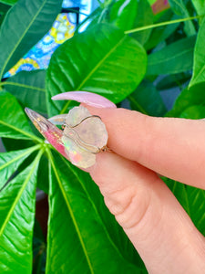 raw opal ring 14k gold- size 5.5 ♡