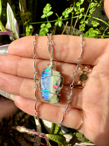 raw opal necklace in sterling silver 💙